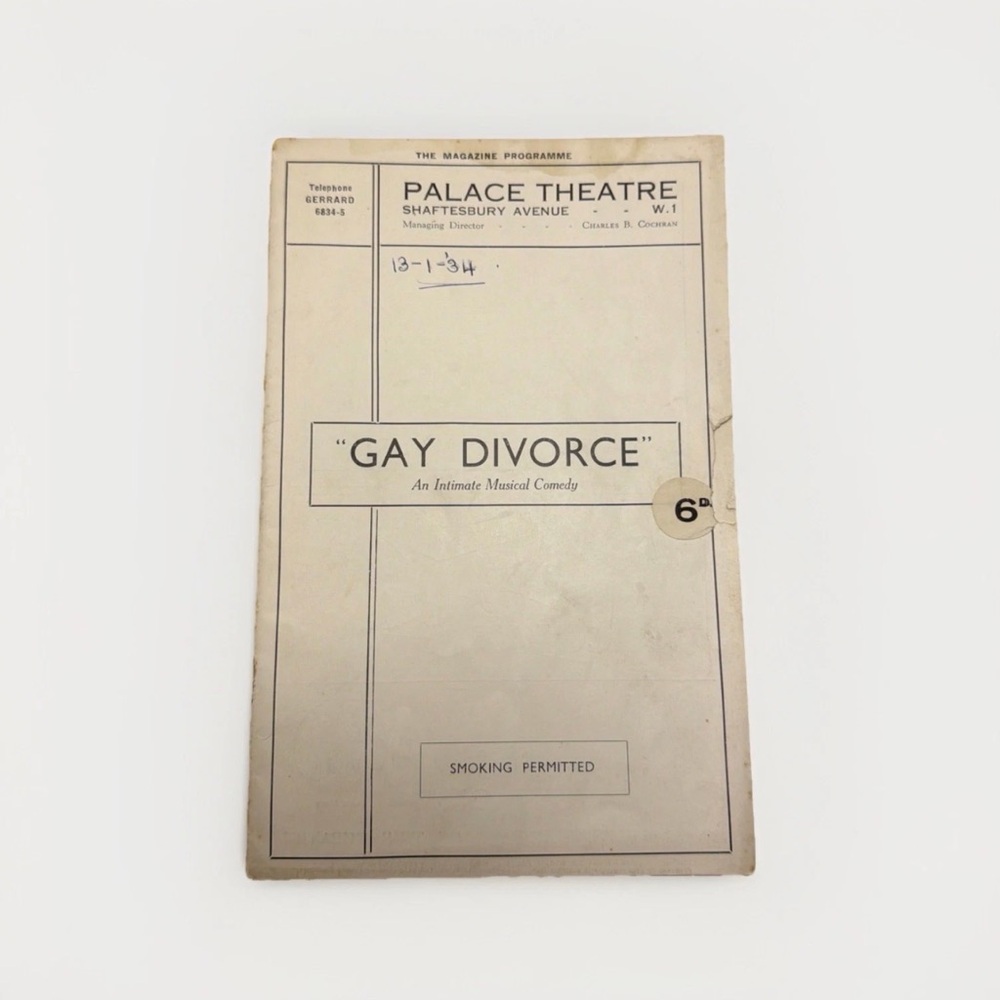 Palace Theatre Program "Gay Divorce" Vintage Playbill - Cream